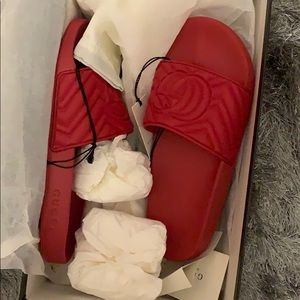 Brand new red gucci slides